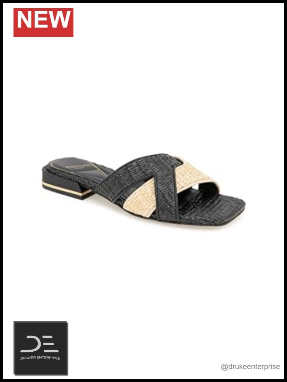 Women's Slide Sandals X-Strap Faux Leather Raffia Comfort TPR Outsole
